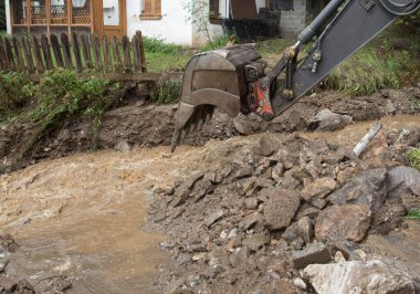 storm damage caused by mudslides, debris and mud after heavy rainfalls clipart
