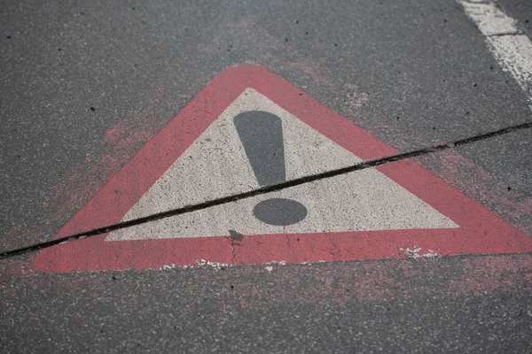 Attention Traffic Road Sign Red Triangle Warning Notice — Stock Photo, Image