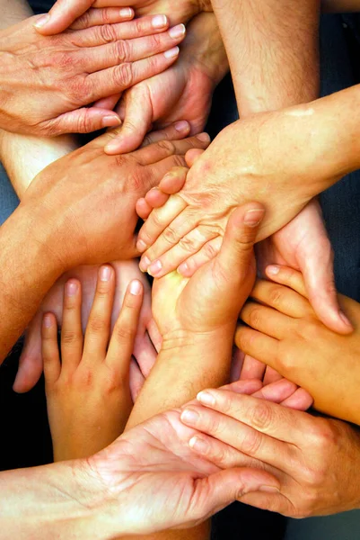 Toucher Toucher Les Mains Communication Non Verbale Symbole Solidarité — Photo