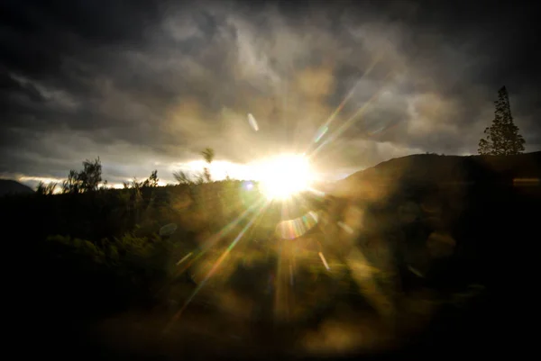 Noite Horizonte Sol Pôr Sol Fim Dia — Fotografia de Stock