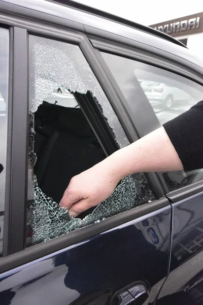 Inbreken Een Auto Autodiefstal Stelen Als Een Strafbaar Feit — Stockfoto