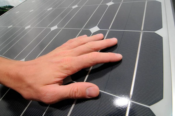 Solar Panel Sustainable Energy Generation People Technology — Stock Photo, Image