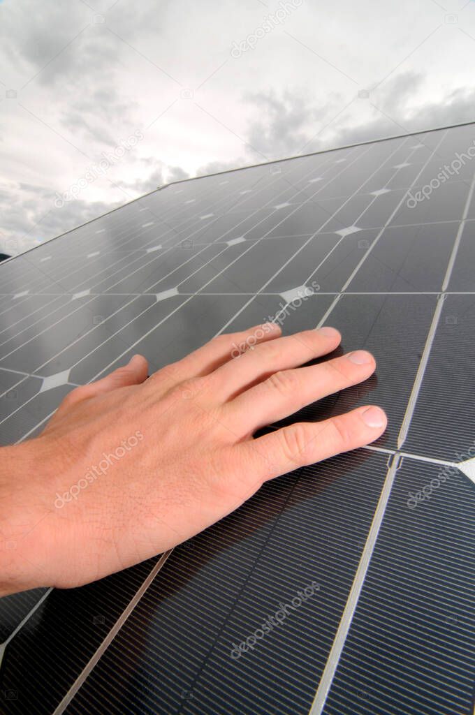 a solar panel for sustainable energy generation, people and technology