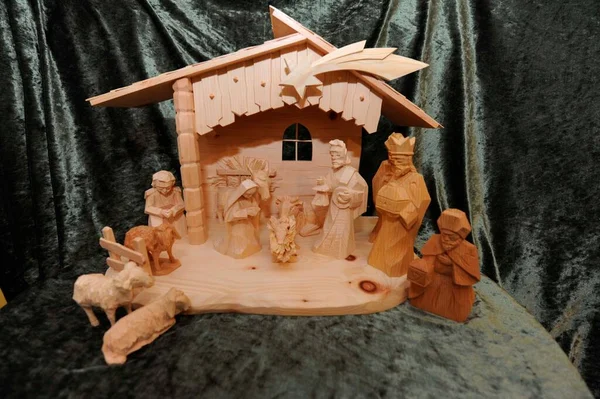 Рождественская Кроватка Сцена Рождества Народная Культура Время Рождества — стоковое фото