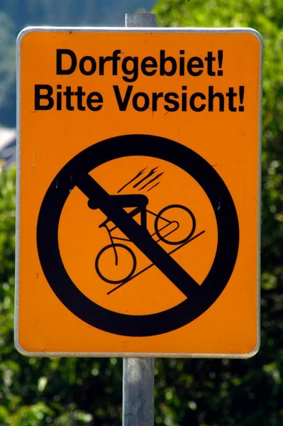 Cycling Ban Road Traffic Sign Bicycle Prohibition Road — Stock Photo, Image
