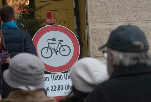 Велосипедна Заборона Дорожнього Руху Заборона Велосипеда Дорогу — стокове фото