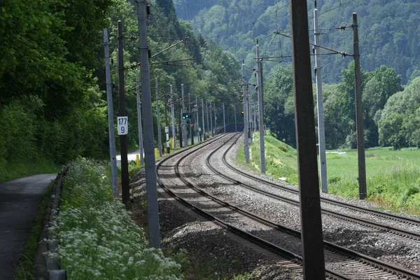 Doble Vía Tráfico Ferroviario Vías Para Movilidad Por Ferrocarril — Foto de Stock