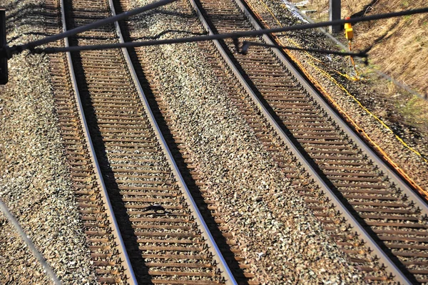 Double Track Rail Traffic Tracks Mobility Rail — Stock Photo, Image