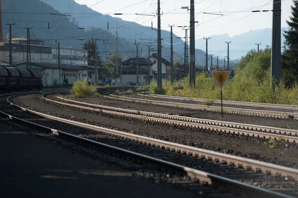 Doble Vía Tráfico Ferroviario Vías Para Movilidad Por Ferrocarril — Foto de Stock