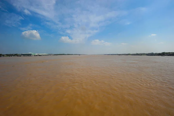 Vietnam Daki Mekong Nehrinde Nakliye Gemi Trafiği — Stok fotoğraf