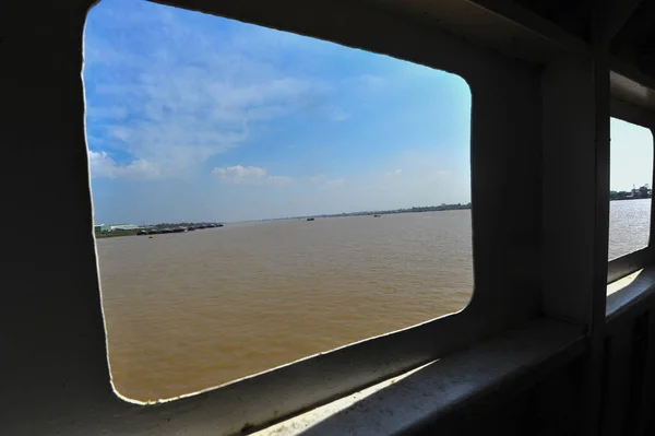 Lodní Lodní Doprava Řece Mekong Vietnamu — Stock fotografie