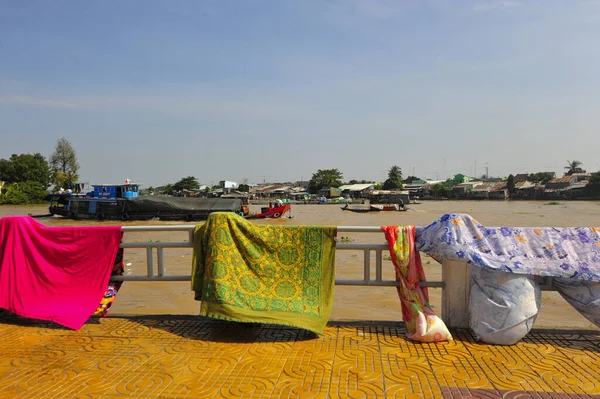 Vietnam Daki Mekong Nehrinde Nakliye Gemi Trafiği — Stok fotoğraf