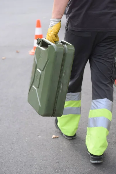 Kanister Jerry Transportu Paliwa Pojemniku — Zdjęcie stockowe