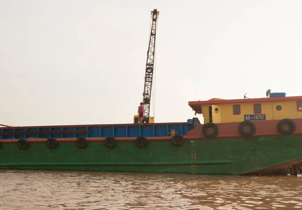 Lodní Lodní Doprava Řece Mekong Vietnamu — Stock fotografie