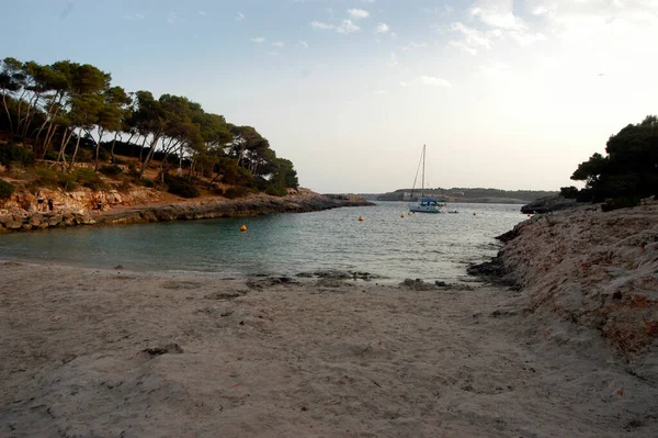 Vue Sur Une Baie Avec Bateau Vacances Mer — Photo