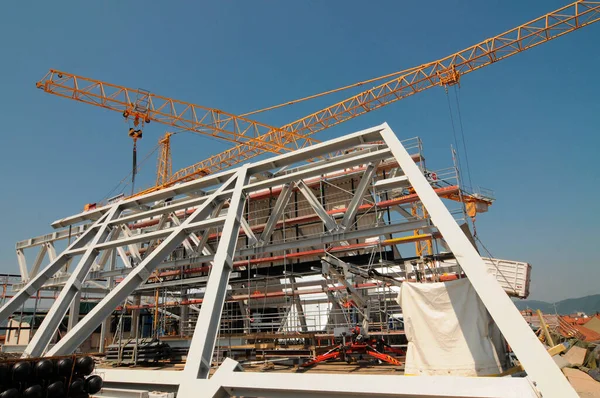 Construction Crane Building Industry Heavy Machine Construction Site — Stock Photo, Image