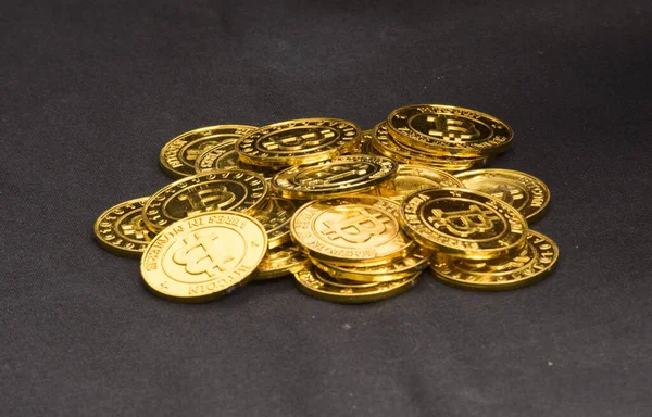 Golden Bitcoin Coin Digital Currency Internet — Stock Photo, Image
