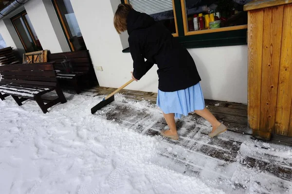 Person Snow Removal Snow Shovel Winter — Stock Photo, Image