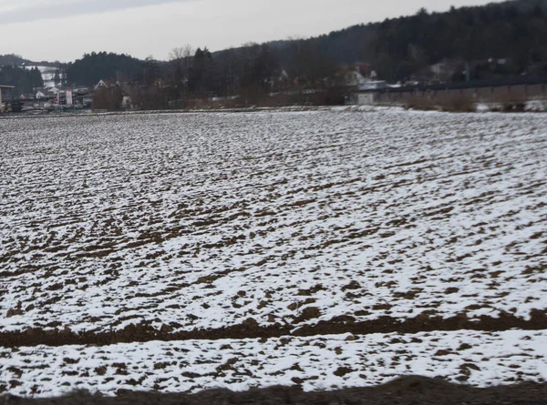 Cultura Arável Coberta Neve Branca Paisagem Campo Inverno — Fotografia de Stock