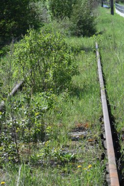 Terk edilmiş demiryolu hattı ve raylar toplu taşıma ve nakliye trafiğinde