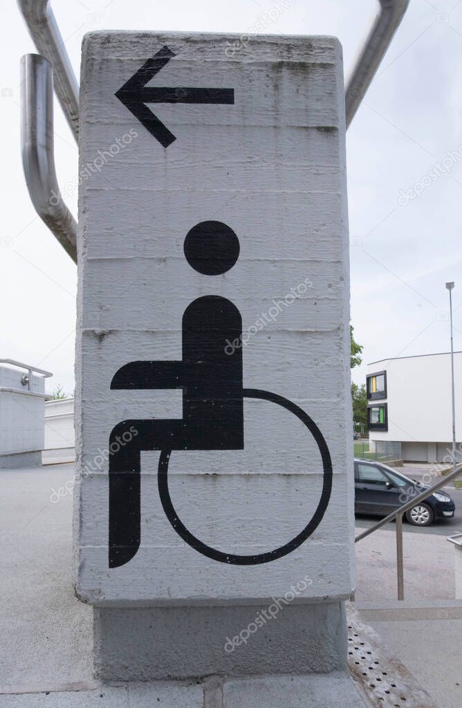 wheelchair symbol, mobility and accessibility for handicapped people in the public