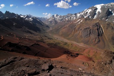 Cristo redentor de los Andes Dağları ve doğal manzara, Arjantin