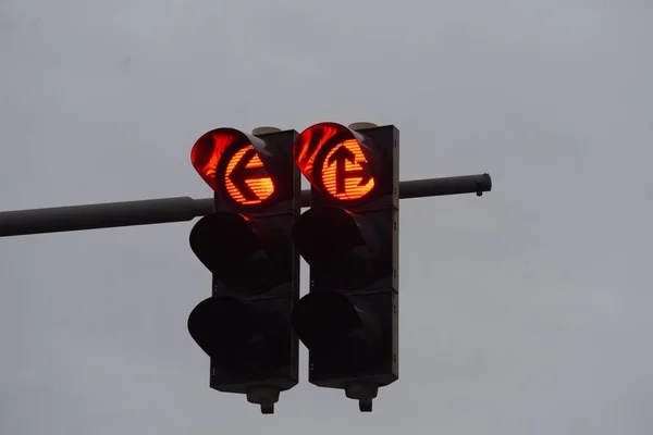 Red Traffic Light Signal Street Symbol Stopping — Stock Photo, Image