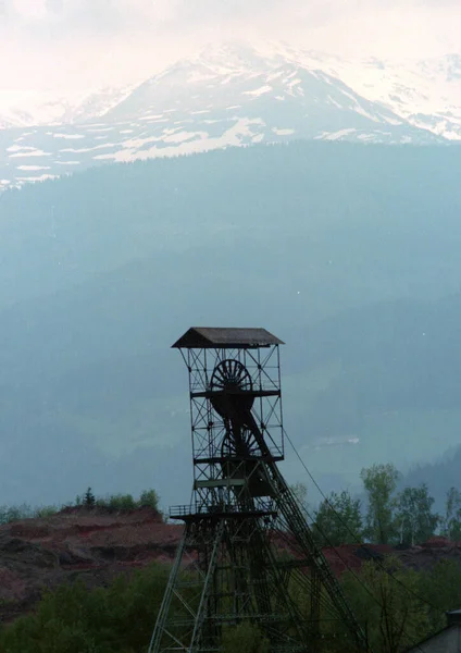 Indústria Mineira Para Extração Recursos Uma Região Montanhosa Alpina — Fotografia de Stock