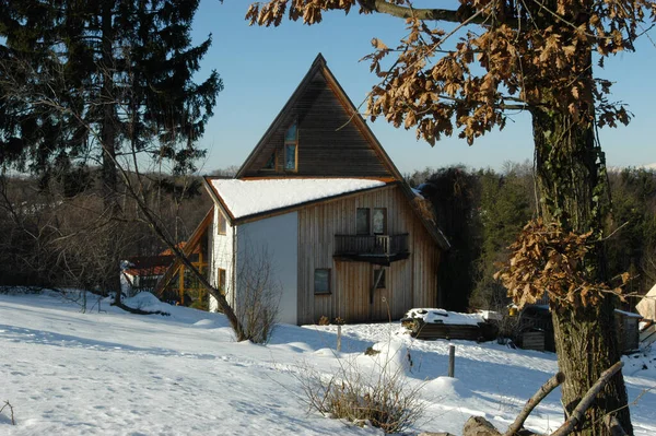 Edificio Basado Concepto Casa Pasiva Invierno — Foto de Stock