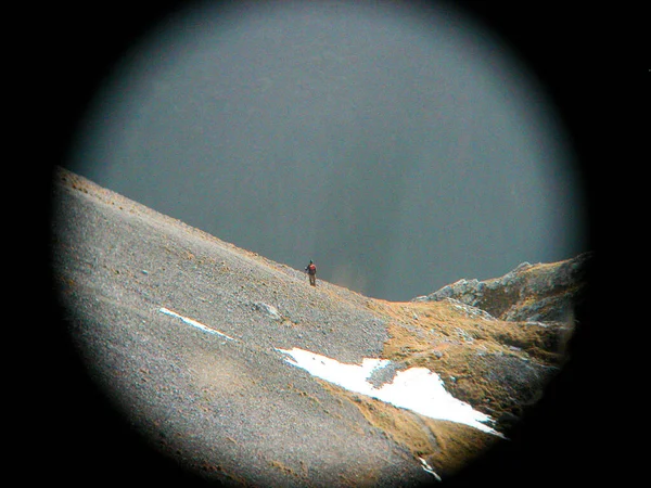 Observação Com Binóculos Natureza Visão Através Binóculos Redondos — Fotografia de Stock