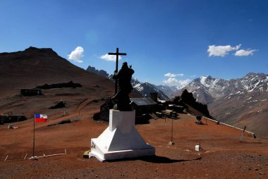 Cristo redentor de los Andes Dağları ve doğal manzara, Arjantin