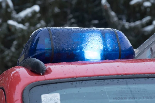 Blue Emergency Light Fire Truck Warning Signal — Stock Photo, Image