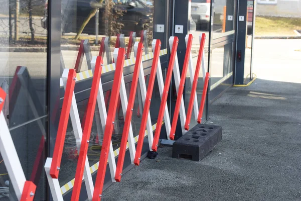 barrier on the road or road block for stopping traffic