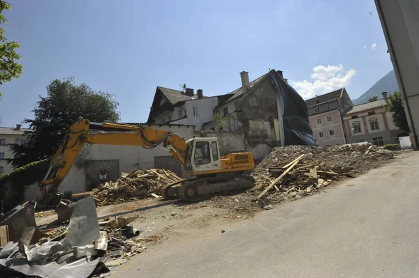 stock image demolition of a building and renovation works in construction industry