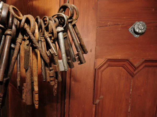 an old key for locking and opening doors or gates