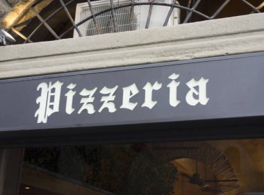 Pizza ya da pizzacı tabelası yemek ve pizza sipariş etmek için bir yer.