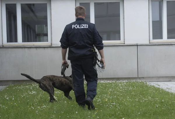 a police dog handler with his special trained police dog