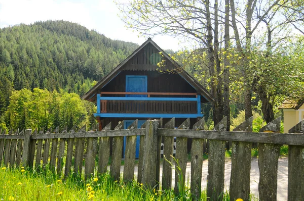 Maison Bois Moderne Avec Couleur Bois Clair Jour Automne — Photo