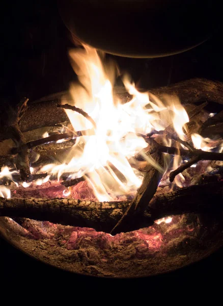 Las Llamas Fuego Ardiente Como Fuente Calor — Foto de Stock