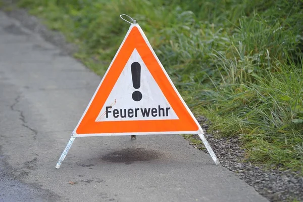 Fire Department Sign German Feuerwehr Rescue Emergency Services — Stock Photo, Image