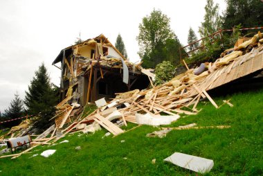 the storm damage after a severe storm, a natural disaster clipart