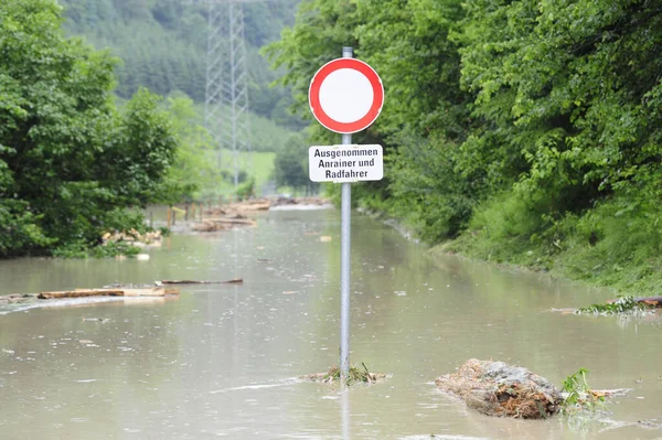 Une Route Inondée Après Fortes Pluies Des Orages — Photo