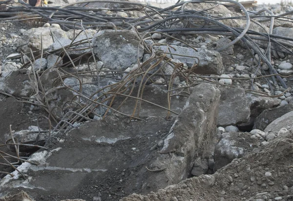 Απόβλητα Κατεδαφίσεων Και Ανακύκλωση Σκυροδέματος Οικοδομικά Υλικά Εργοτάξιο — Φωτογραφία Αρχείου