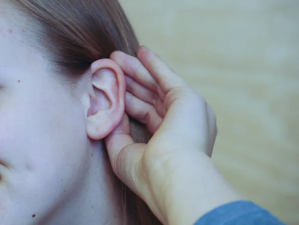 Ανθρώπινο Αυτί Όργανο Της Ακοής Και Αίσθηση Της Ισορροπίας — Φωτογραφία Αρχείου