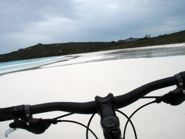 cycling tour at the beach in Australia, traveling with the bicycle