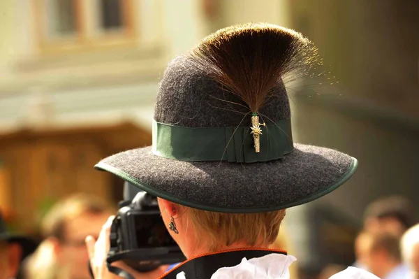 Tufo Cabelo Camurça Usado Como Uma Decoração Chapéu Parte Traje — Fotografia de Stock