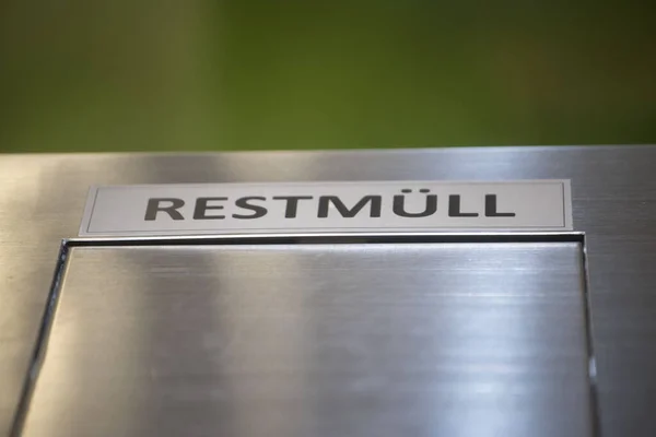 Sinal Resíduos Alemão Restmuell Separação Reciclagem Resíduos — Fotografia de Stock