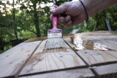 Marangozluk ya da doğramacılıkta ahşap kaplama olarak vernikleniyor