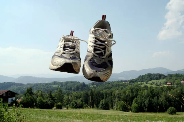 Skor För Löpning Och Joggning Utomhus Sport För Att Hålla — Stockfoto