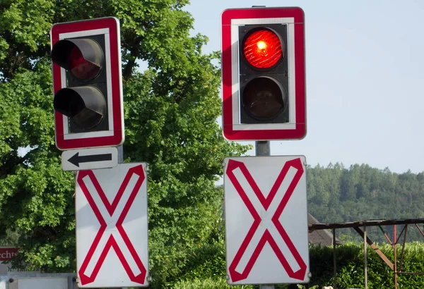 Railroad Crossing Train Traffic Transportation Mobility Rail — Stock Photo, Image